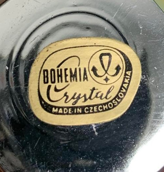 Iridescent Bohemia Crystal Perfume Bottle Made in Czechoslovakia View 4