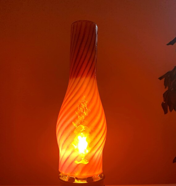 Vintage Red Opalescent Swirl Art Glass Light Shade