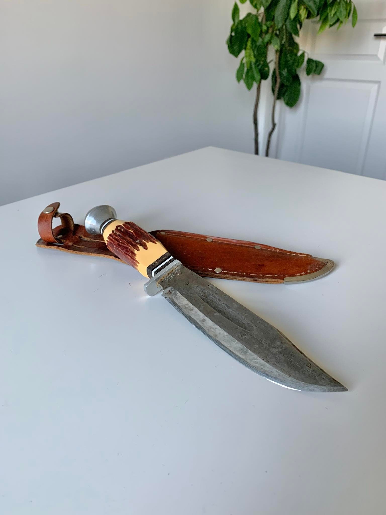Vintage Jowika Hunting Knife With Leather Sheath Made in Republic