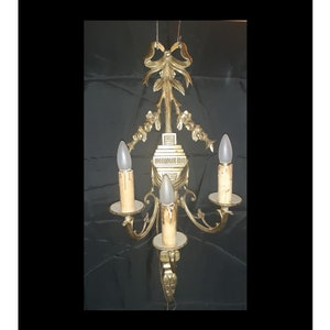 Vintage Hollywood Regency Electric Brass Wall Sconce
