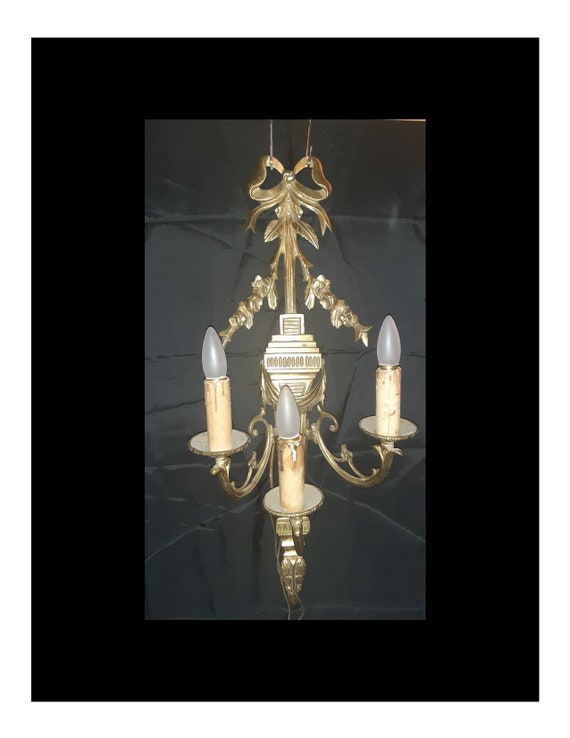 Vintage Hollywood Regency Electric Brass Wall Sconce - Fixed Shipping Cost