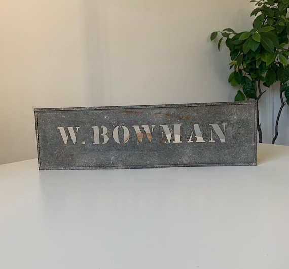 Primitive Tin Stencil for Crates / Signs / Etc - W. Bowman
