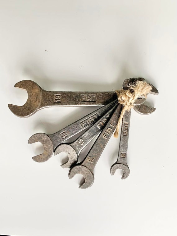 Set of Five Vintage FIAT Wrenches - 10 - 13 - 13 - 14 - 19