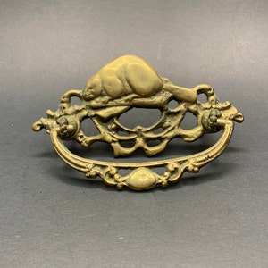 8 x Antique Matching Solid Brass Beaver Drawer Pulls - Canadiana