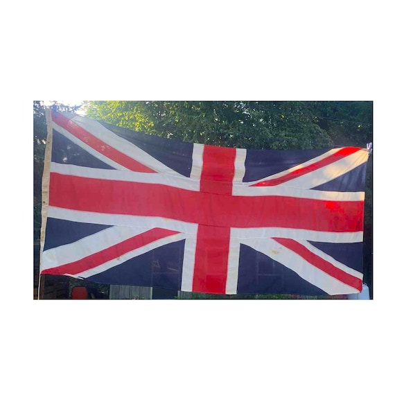 Oversized Vintage British Union Jack 52" x 104" - Made by British Royal Dockyard 1989