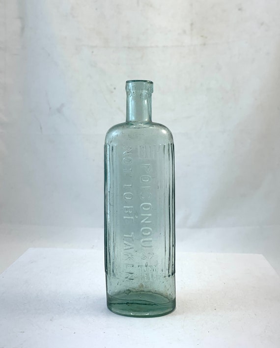 Vintage Glass Poison Bottle - 7"