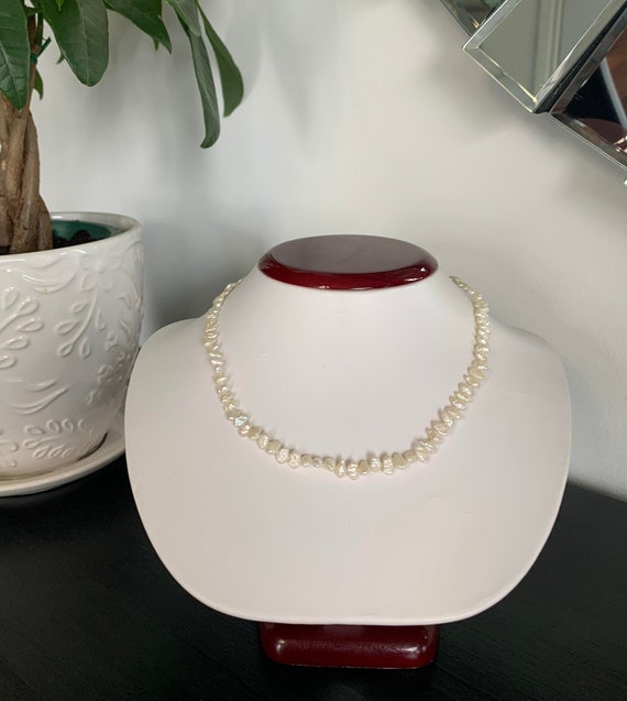 Single Strand Freshwater Seed Pearls with 14K Yellow Gold Clasp