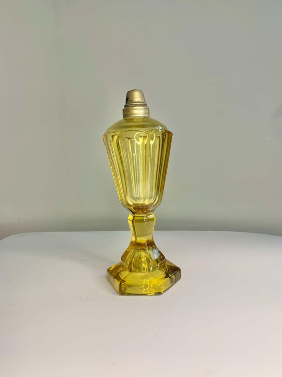 1800s Sandwich Glass Whale Lamp - Canary Yellow