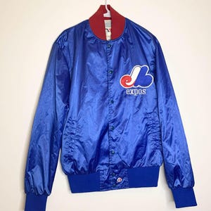 Vintage Montreal Expos Major League Baseball Satin Jacket by Shain of Canada - Size Large