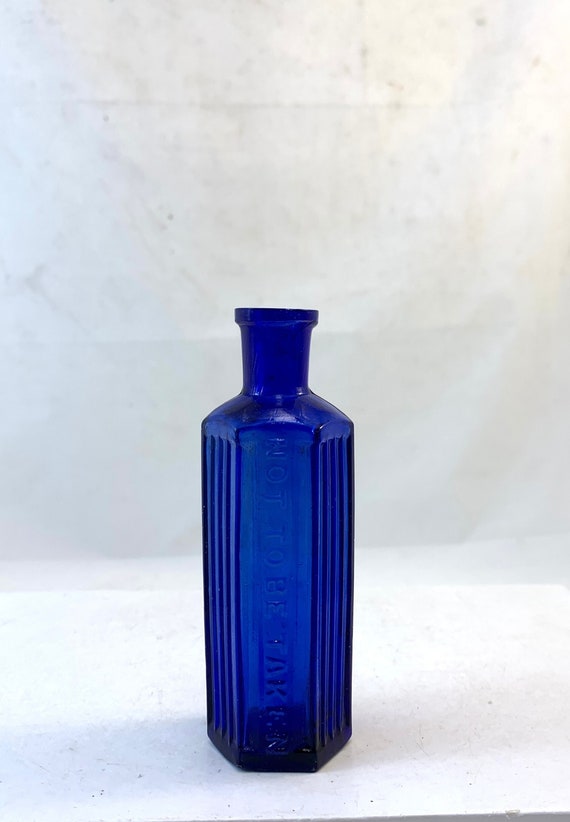 Vintage Glass Poison Bottle - 4.5"