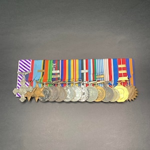 WW2 - Korean War Replica Set of Medals for Lieutenant Colonel (Retired) Douglas &quot;Duke&quot; Warren, DFC (Distinguished Flying Cross) RCAF