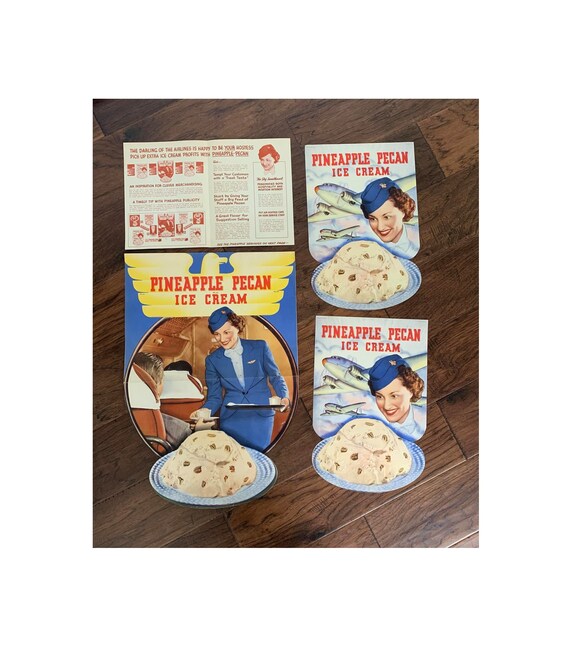 Vintage 1940s Pineapple Pecan Ice Cream Campaign Package - Esmond-Gundlach & Co of Cincinnati, Ohio