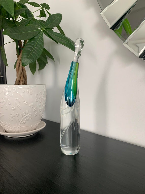 Hand Blown Art Glass Perfume Bottle - Signed by Artist