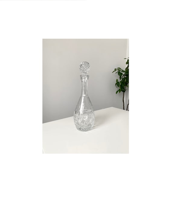 Vintage Faceted Etched Floral Pattern Rogaska Gallia Crystal Decanter
