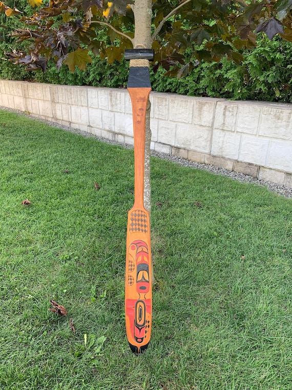 Decorative Indigenous Ceremonial Dancing Paddle Carved in the Style of the Canadian Western Haida First Nation - Fixed Shipping Cost