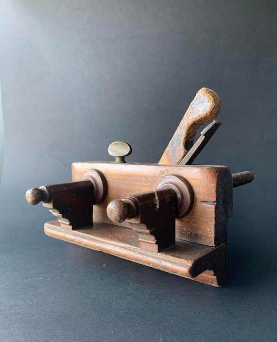 Antique D.R. Barton Wood Plow Plane Rochester New York with Brass Fittings