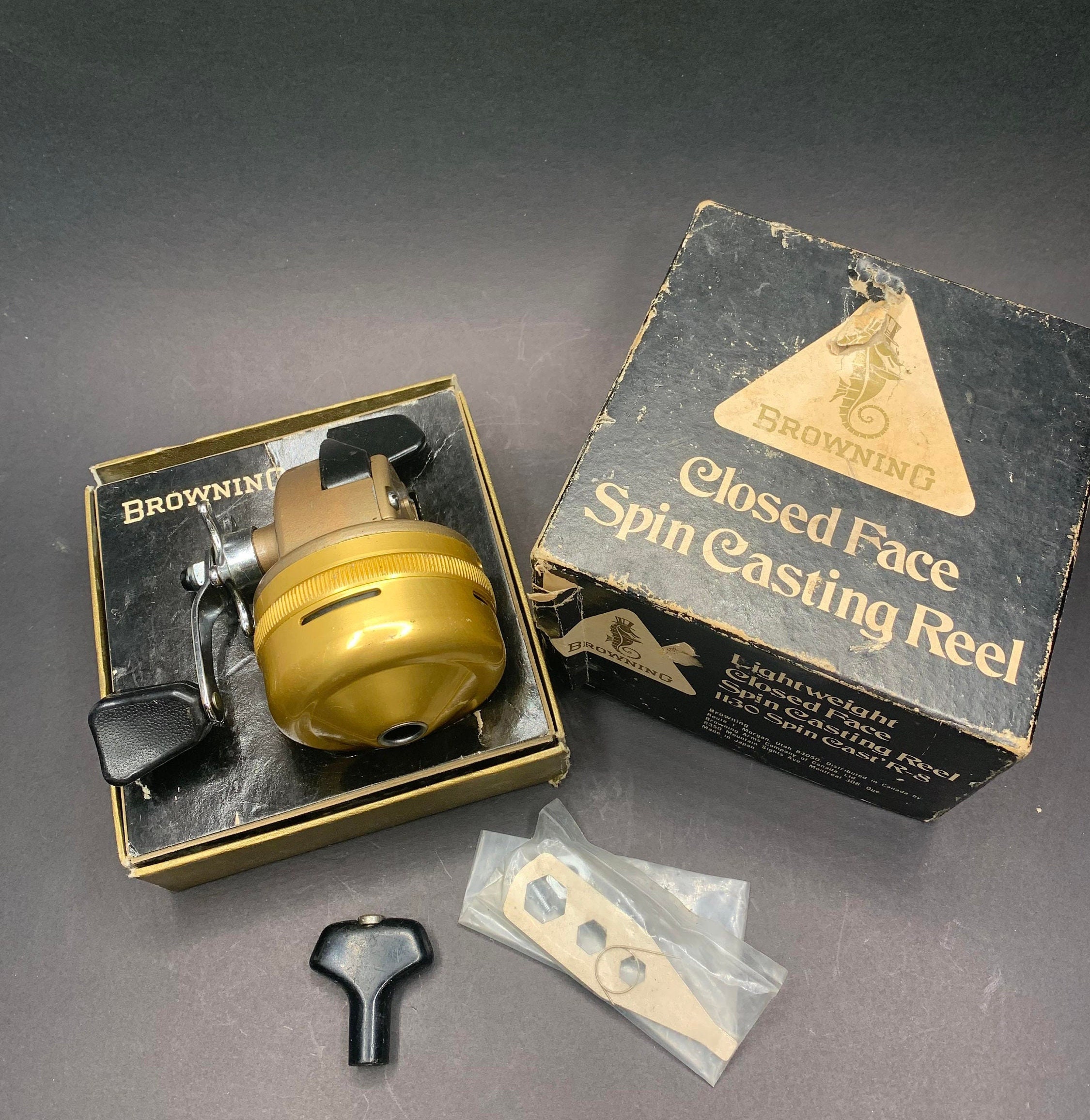 New Old Stock Browning No. 1130 Spin Cast R-8 Fishing Reel With Box and  Extras Great Gift Idea 