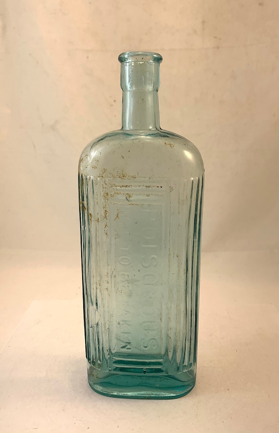 Vintage Glass Poison Bottle - 9"