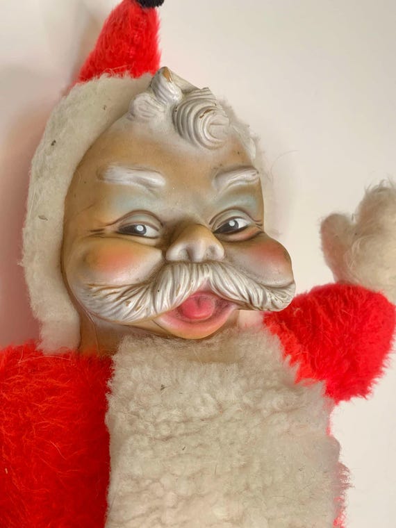 Large 31" Vintage 1950s Rushton Santa with Molded Rubber Face