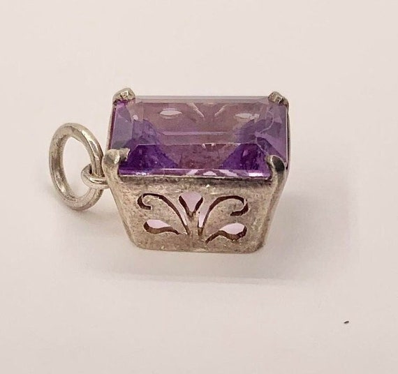 Sterling Silver Pendant Set with Purple Amethyst Stone