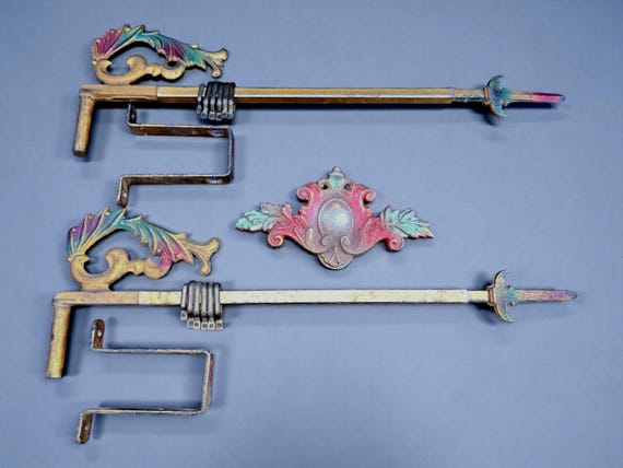 Set of Vintage Cast Iron Extending Curtain Rods