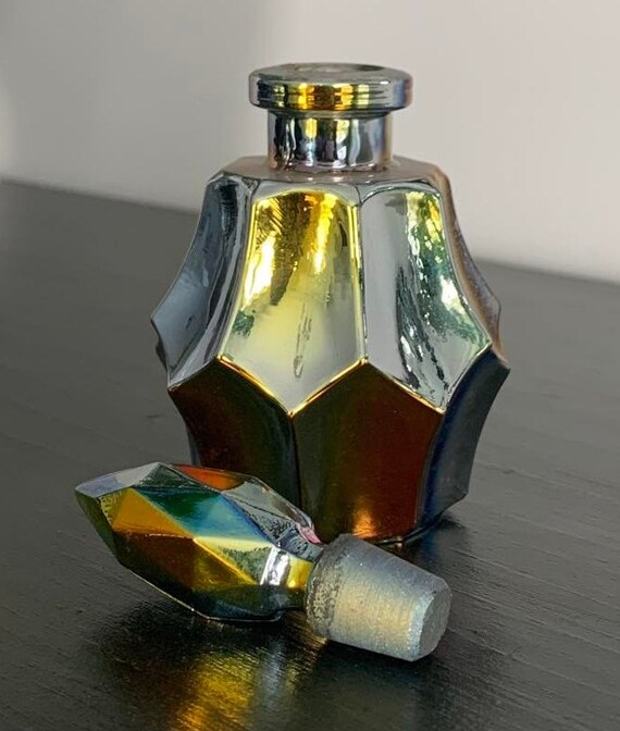 Iridescent Bohemia Crystal Perfume Bottle Made in Czechoslovakia View 3