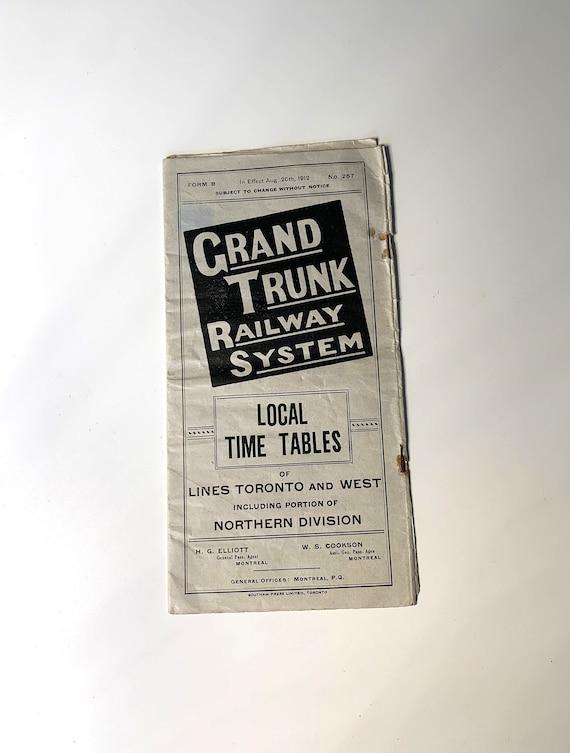 Grand Trunk Railway System Local Time Table, Lines Toronto and West, August 1912