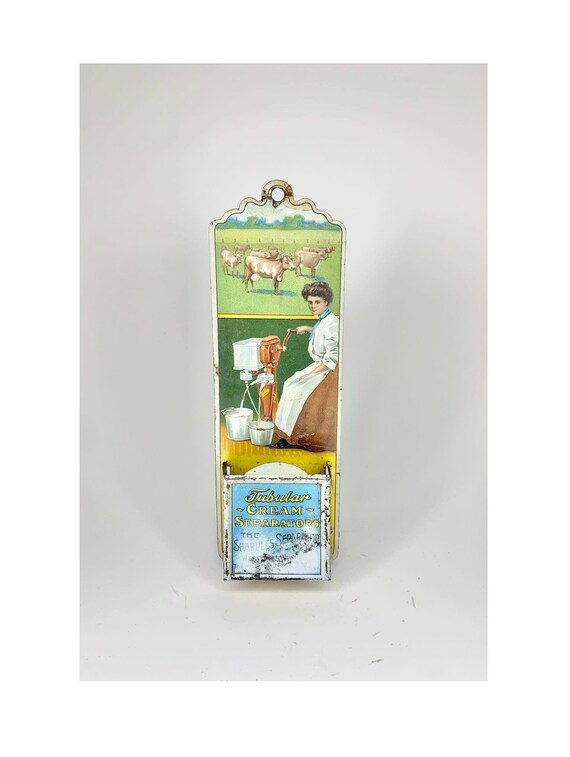 Antique Cream Separator Tin Lithograph Match Safe Sharples Advertising