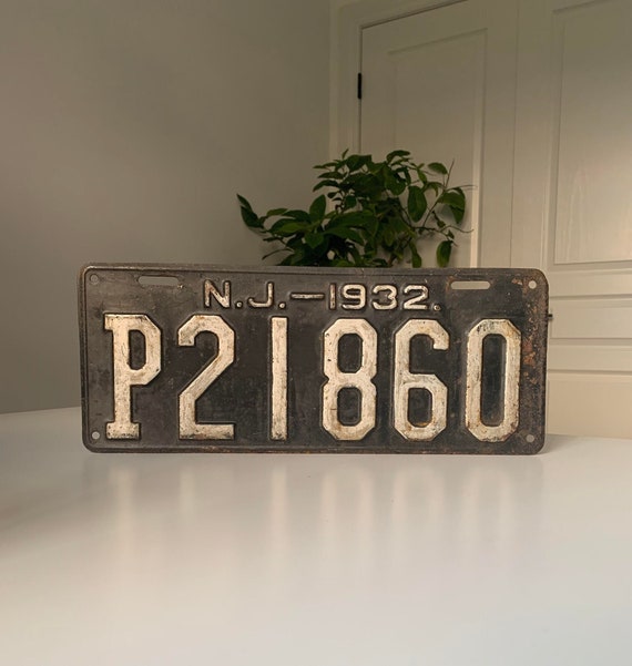 Vintage 1932 New Jersey USA Automobile License Plate