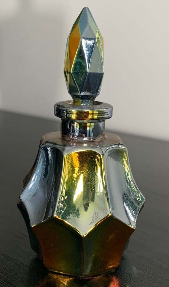 Iridescent Bohemia Crystal Perfume Bottle Made in Czechoslovakia View 2