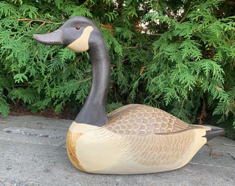 Well Carved and Hand Painted Wooden Canada Goose - Signed - Great Gift Idea