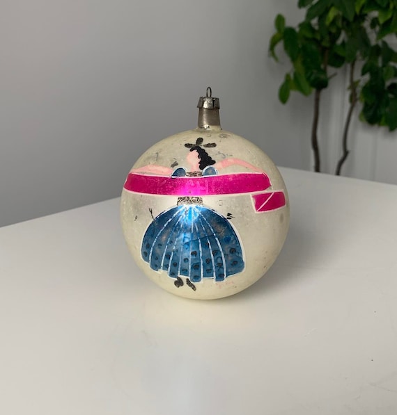 Antique Mercury Glass Ballerina Christmas Ball Decoration
