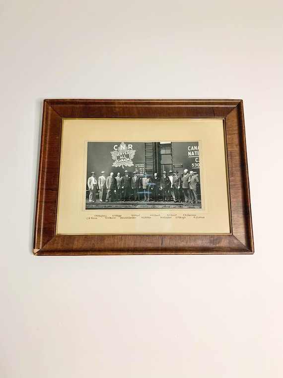Vintage Canadian National Railway Framed Photo - Railroad - Canadiana - Maple Leaf - CNR - Train