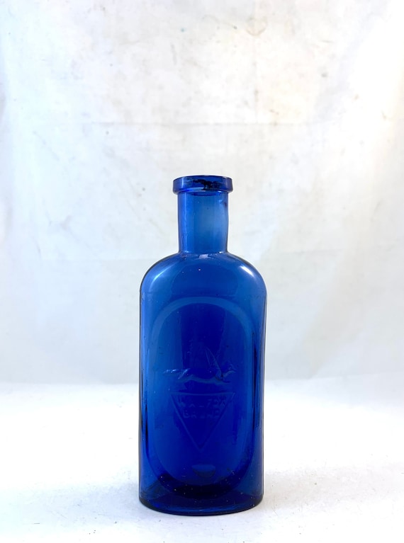 Vintage Walfox Brand Cobalt Glass Poison Bottle - 6"
