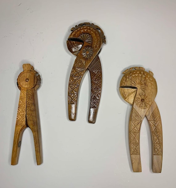 Primitive Hand Carved Wooden Tools / Nut Crackers - Made in Yugoslavia
