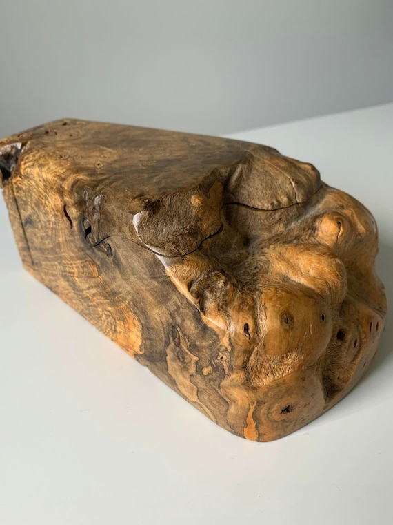 Vintage Complex Burl Wood Hand Carved Puzzle Box by Richard Rothbard Circa 1980s - Signed