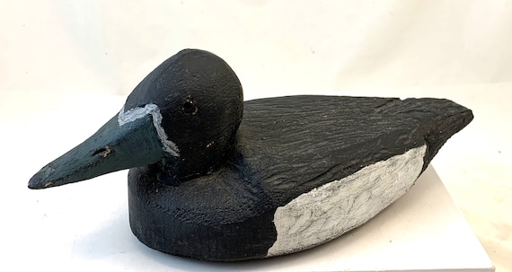 Vintage Wooden Carved Decoy with Glass Eyes - Working Decoy for Deer Lake Hunt Club