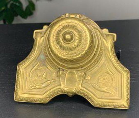 French Art Nouveau 'Mod Brevet' Brass Inkwell