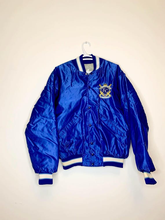 Vintage Kansas City Royals Major League Baseball Satin Jacket by DeLong - Size Large