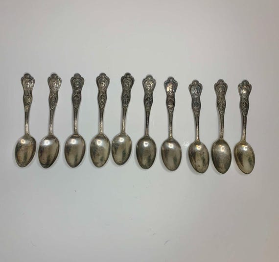 10 x WW1 Birks Silver Plate Commemorative Spoons