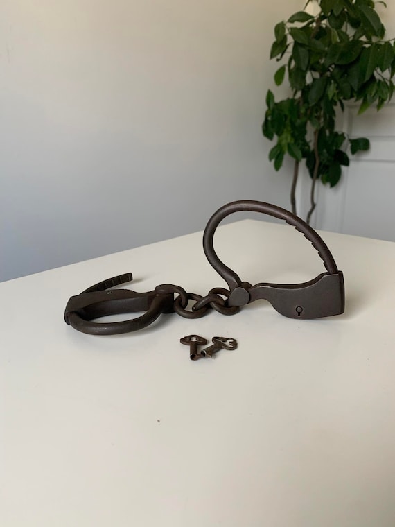 Antique 1800s Towers Double Lock "Sweetheart" Handcuffs with Keys