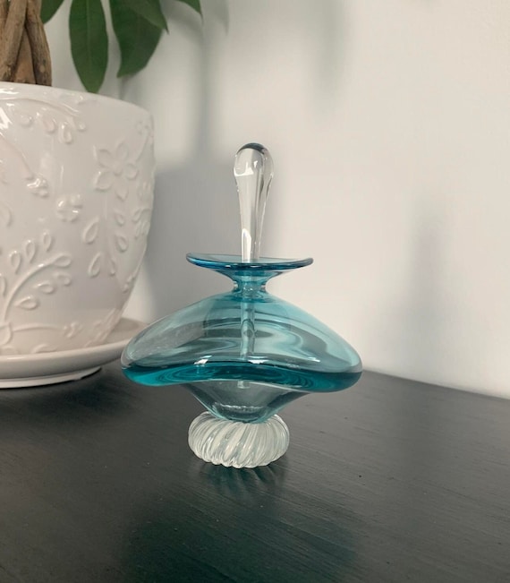 Aqua Blue Art Glass Perfume Bottle