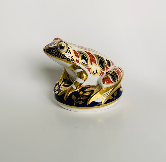 Royal Crown Derby Bone China Paperweight, Imari Frog