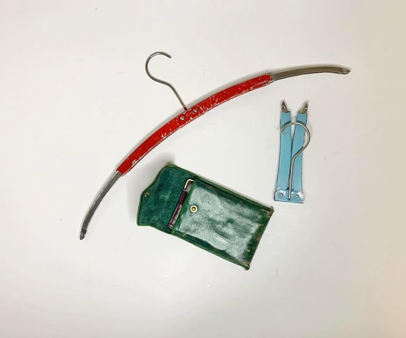 Pair of Vintage Metal Travel Hangers in Pouch