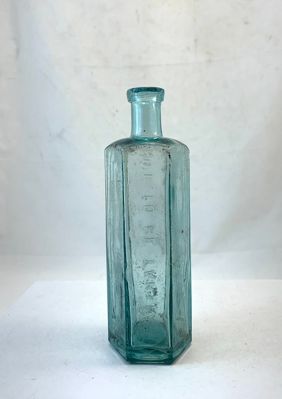 Vintage Glass Poison Bottle - 7"