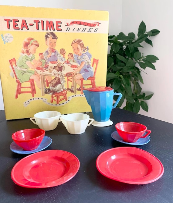 Vintage Tea Time Plastic Dishes Complete with Original Box