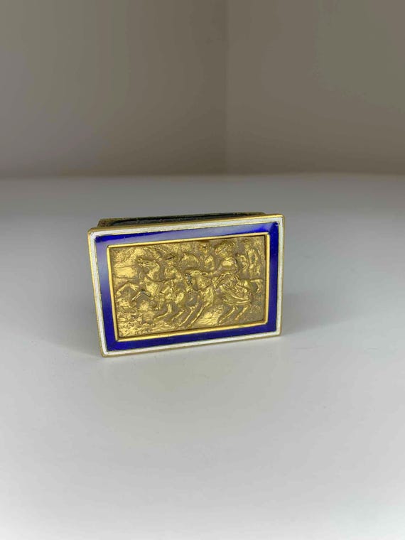 French Ormolu & Enamel Match Box Cover, Detailed Exterior Scene with Figures – circa 1900