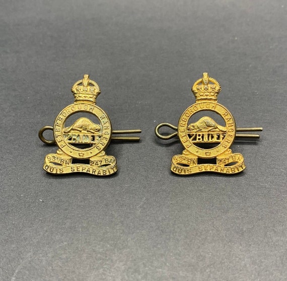Peterborough Rangers 2nd Battalion Canadian Expeditionary Force Collar Dogs Badges