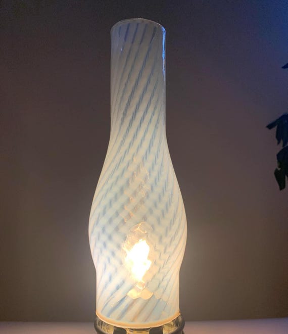 Vintage White Opalescent Swirl Art Glass Light Shade