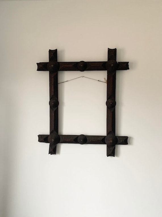 Large 1920s Tramp Art Chip Carved Frame - Fixed Shipping Cost